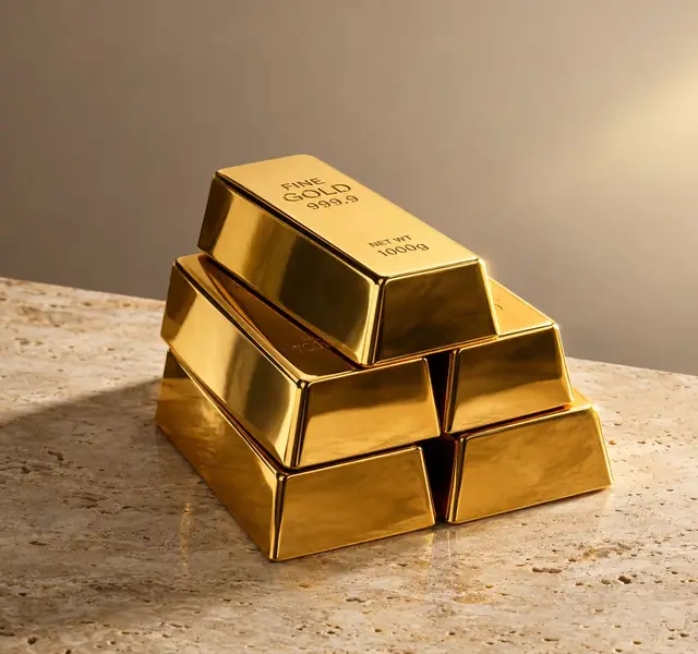 Gestapelte Goldbarren, 1000 g Feingold 999,9